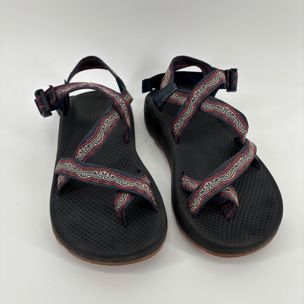 Chaco Z/Cloud 2 Sandals Mens Size 7 Black Red Geo Straps Toe Loop